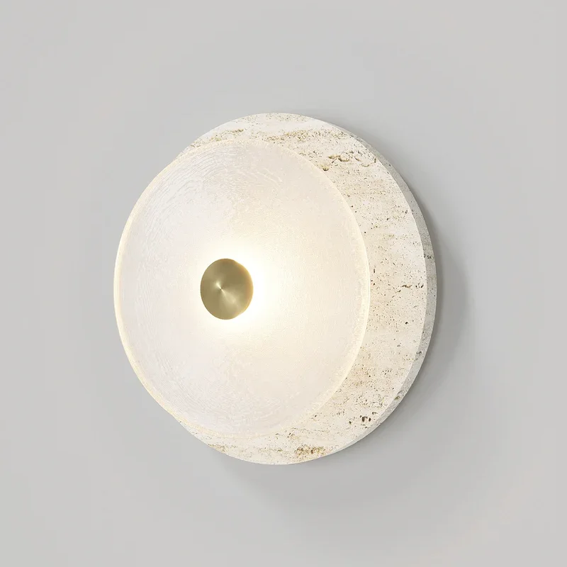 ANWGNUI Decorative Glass Travertine LED Wall Lamp Hotel Background Sconce Light Living Room Bedroom Corridor Bathroom