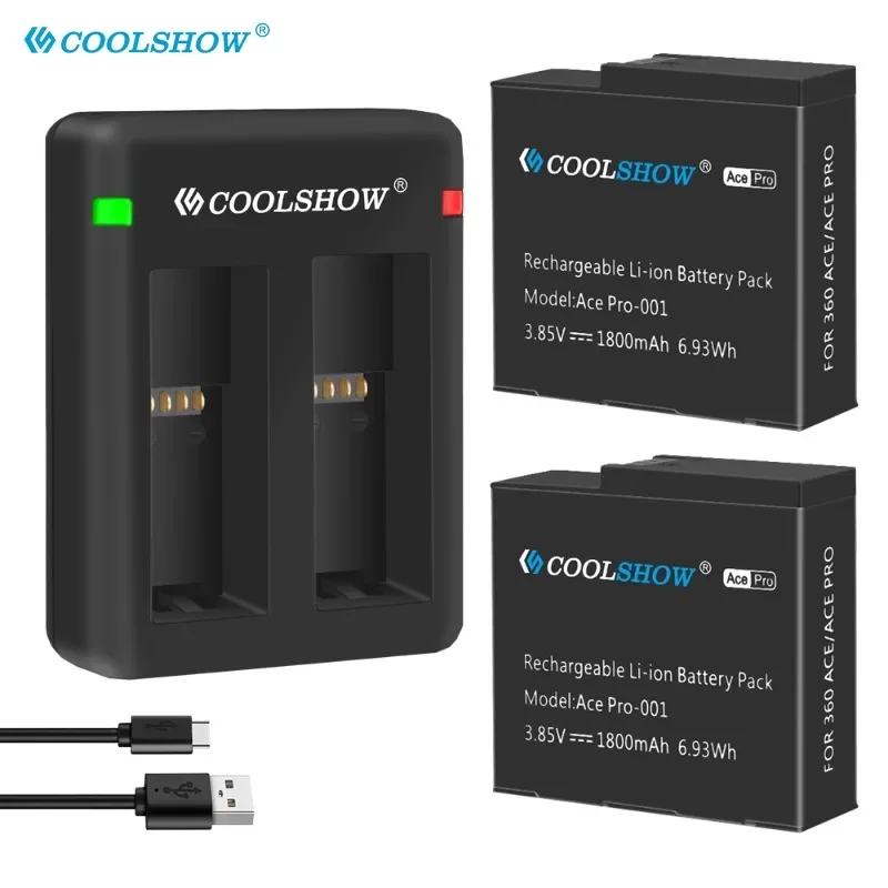 COOLSHOW Battery 1800mah For Insta360 Ace Pro Battery Action Camera Accessories For Insta360 Ace Batteries