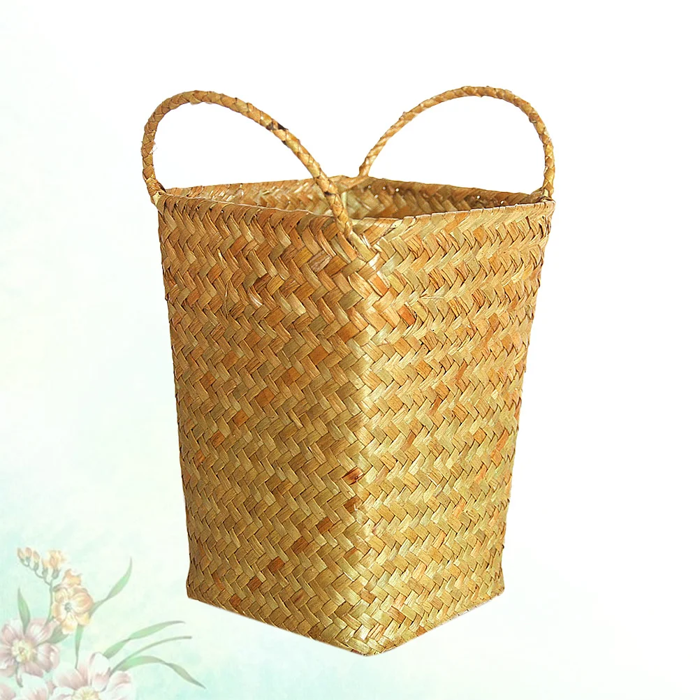 

Wicker Rattan Basket Yellow Size S Large Capacity Storage Organizer For Kids Snacks Towels Blankets Laundry Room Bedroom