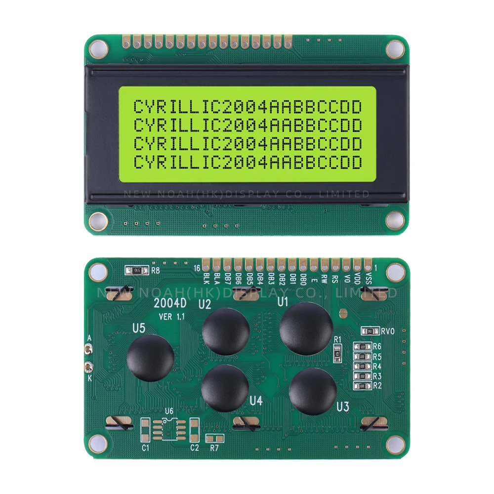 Cyrillic Yellow Green Film 2004D Character LCD Module 4*20 4X20 Support Customized Language ST7066U Liquid Crystal Display