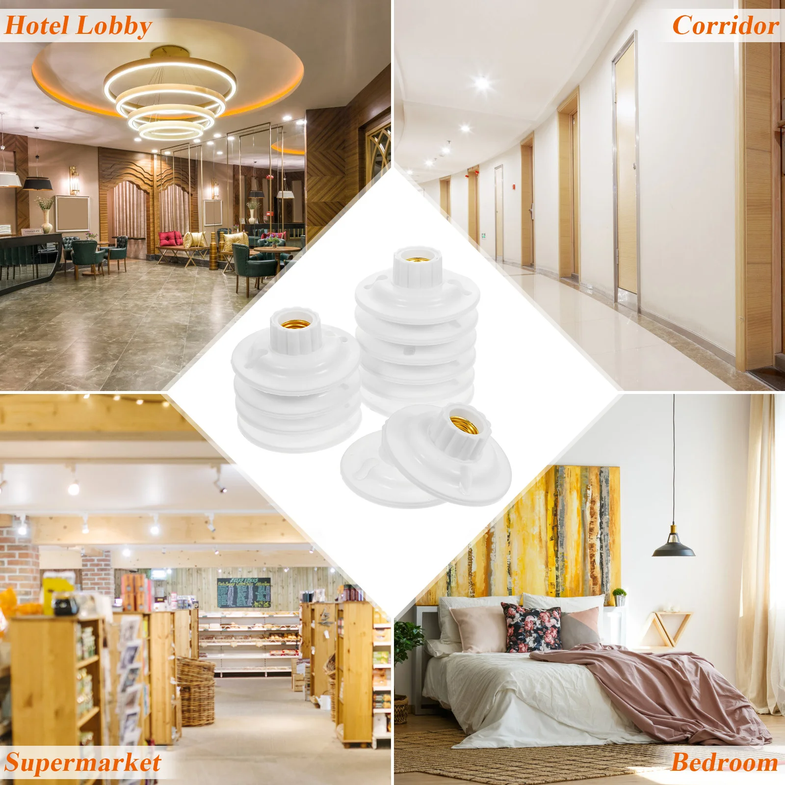 

12pcs Flame Retardant Lamp Holder E27 Socket Bulb Base Connector Plastic Light Converter Easy Install Replacement