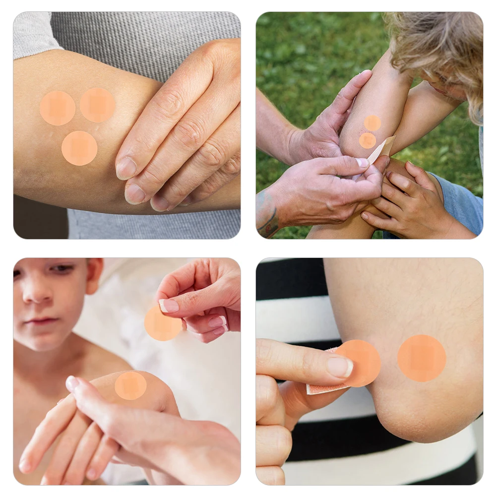 

200 шт., дышащие повязки на рану круглой формы, клейкие маленькие пластыри, эластичная ткань для экстренного домашнего использования, способствующие лечение