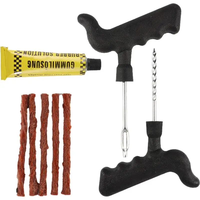 

Car Tire Repair Tools Kit with Rubber Strips Tubeless Tyre Puncture Studding Plug Set for Truck Motorcycle