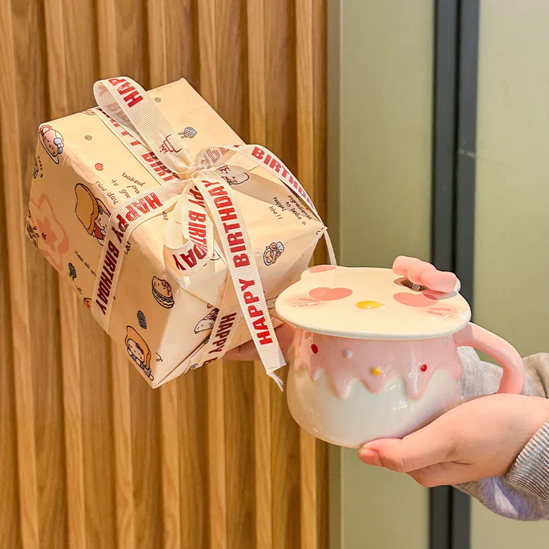 

Sanrio Ceramic Mug with Stand Cute Coffee Cup with Lid Couple Style Water Bottle mugs coffee cups tea cup set self stirring mug
