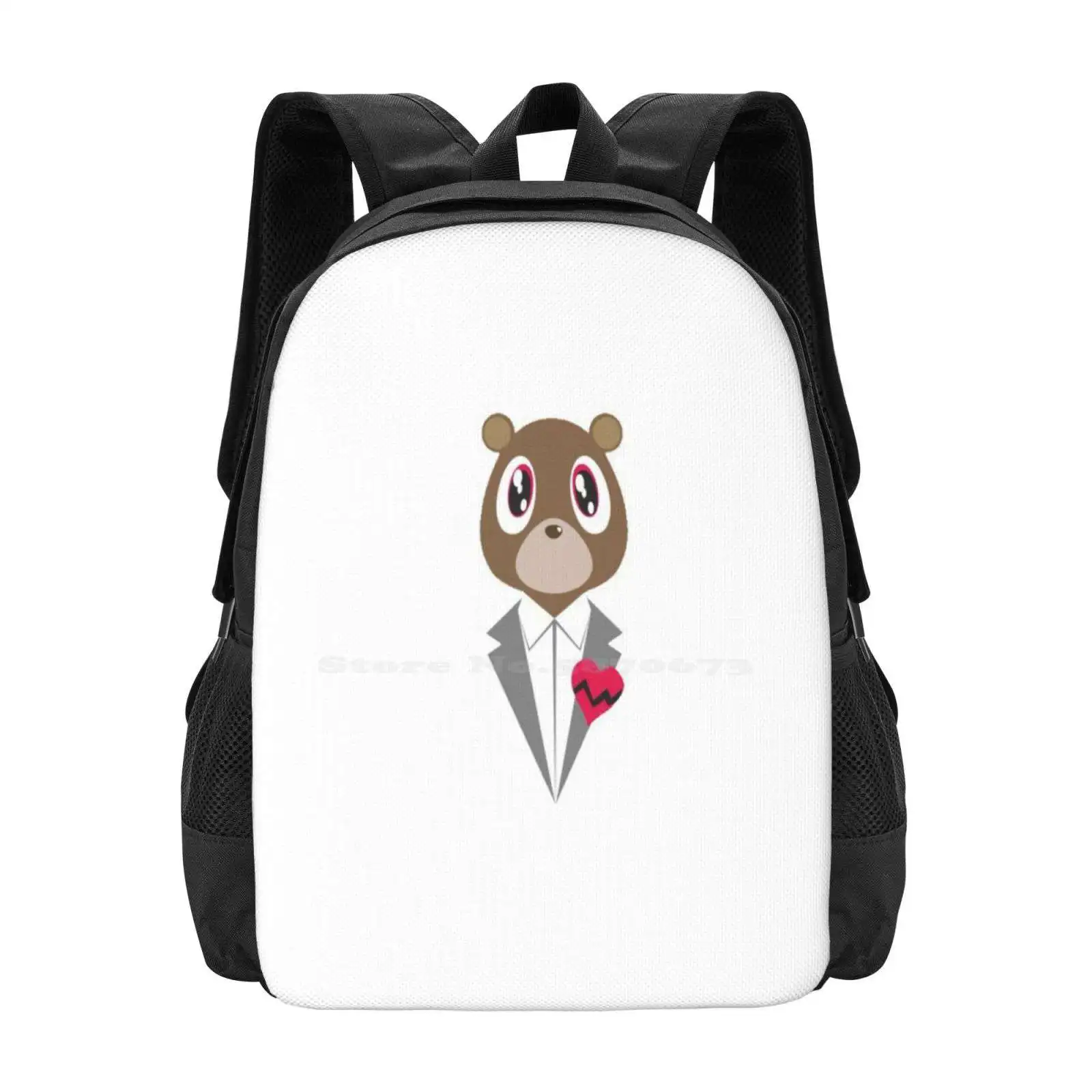 Kanye West Bear Large Capacity School Backpack Laptop Bags Kanye West Graduation Bear Rapper Sing Song