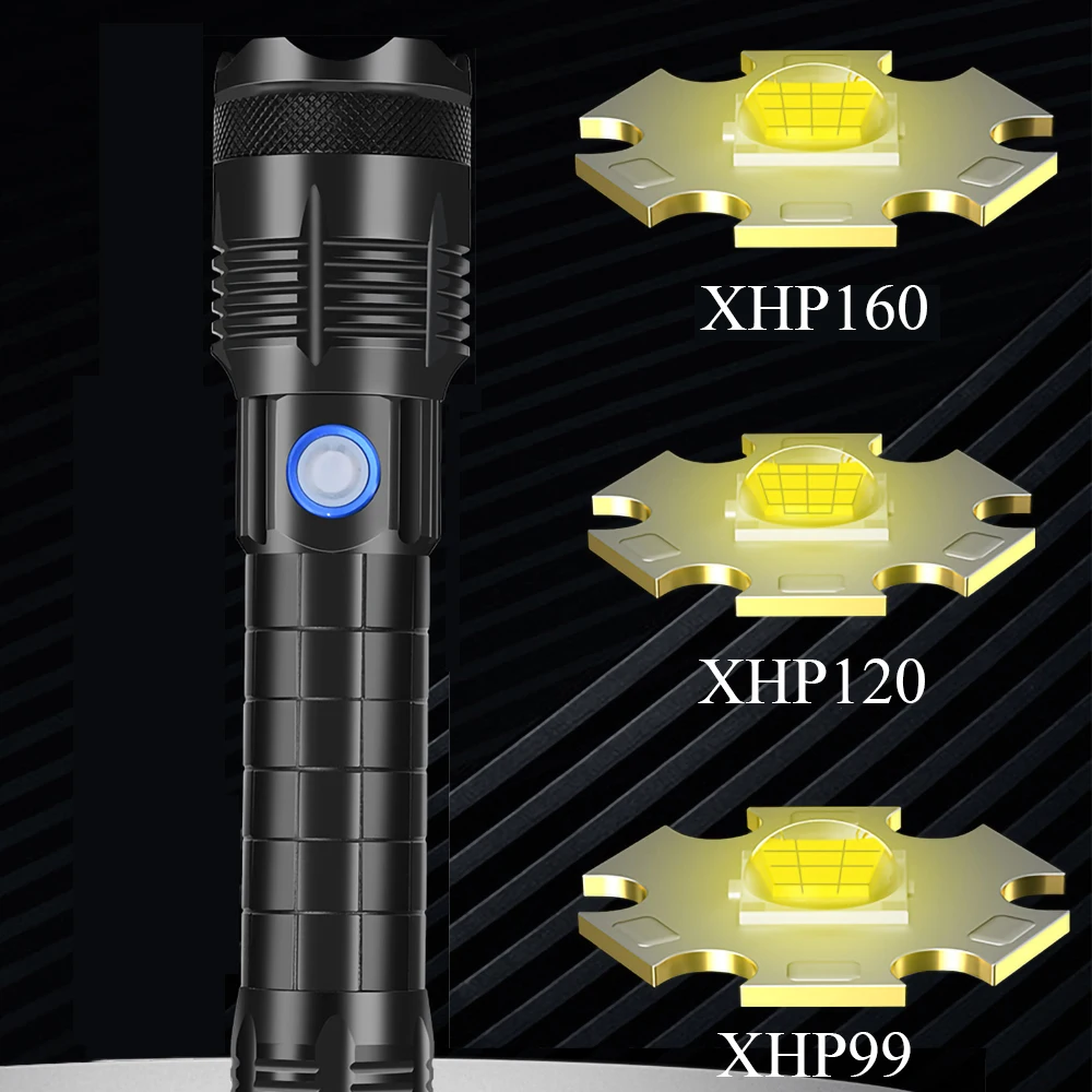 قوية XHP160 مصباح ليد جيب عالية الطاقة التكتيكية الشعلة USB قابلة للشحن ضوء قوي فانوس مصباح مع بطارية واحدة 21700 #2