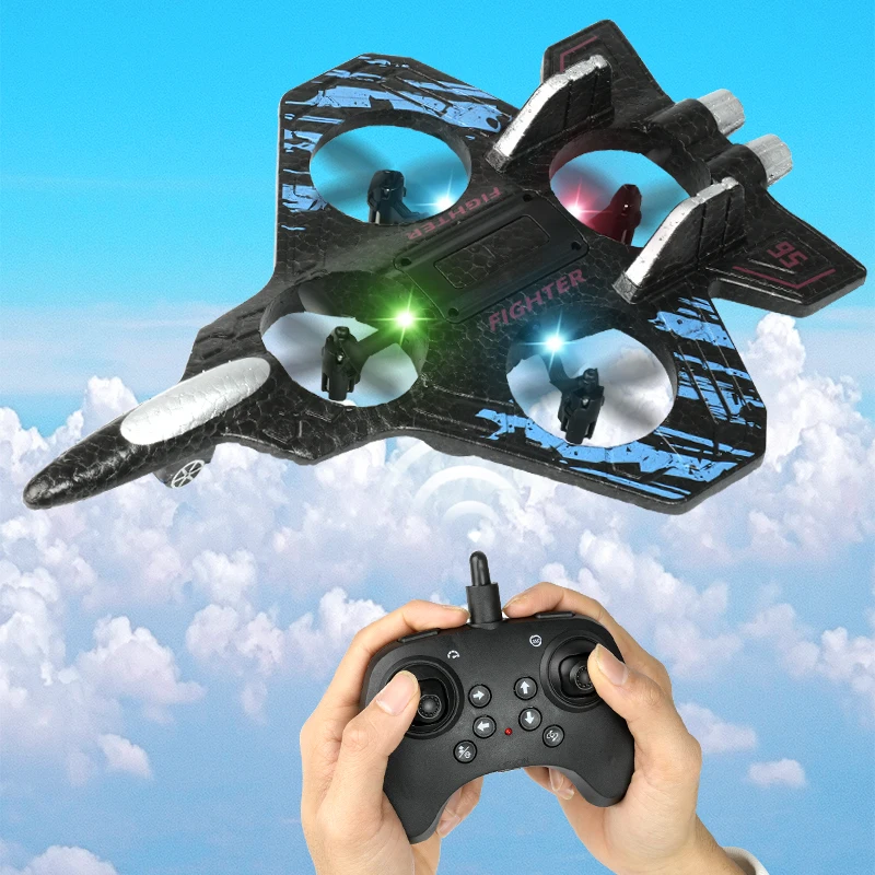 Electric Foam Glider Stunt Tumbling Helicopter 2.4G Remote Control LED Colorful Lights UAV Hovering Aircraft Model Fighter
