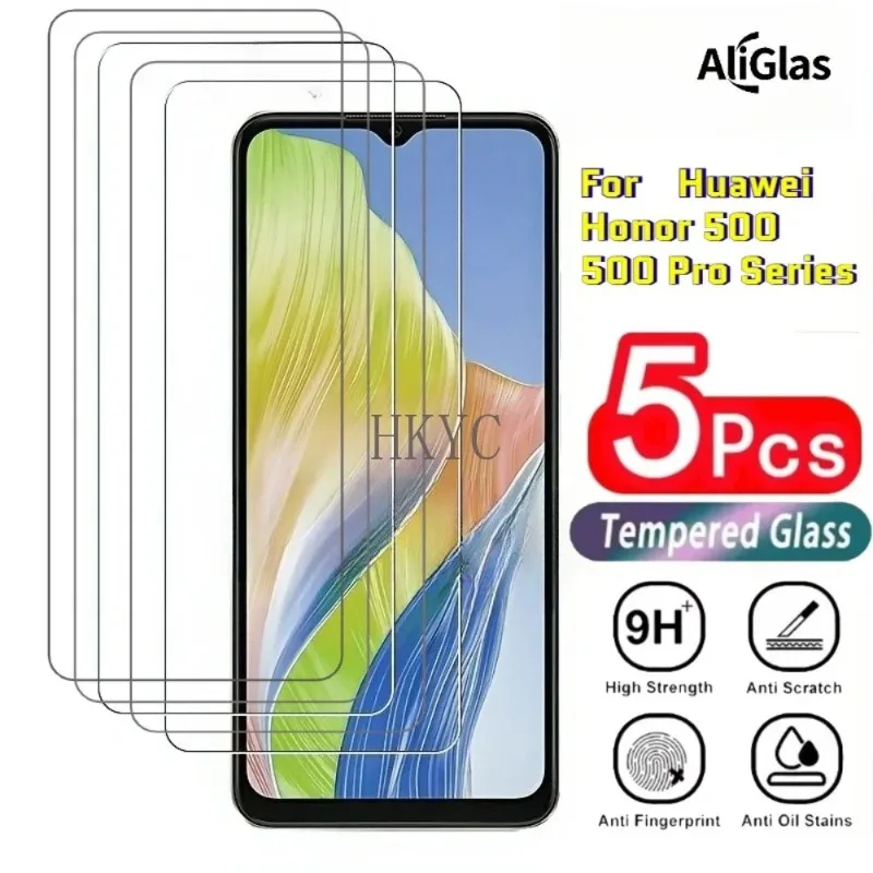 5 Stück High-Definition-Displayschutzfolie für Huawei Honor 500 Pro, 9H kratzfeste Hartglasfolie für Honor 500
