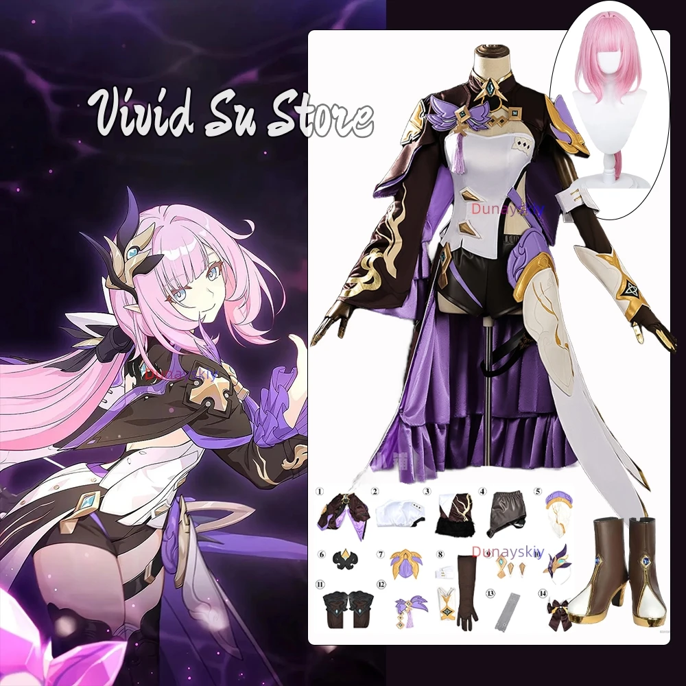 

Honkai Star Rail Elysia Cosplay косплей Elysia Pink Elf Lady Outfit Women's Dresses Full Set Anime Outfits Wig Suits Prop Suits