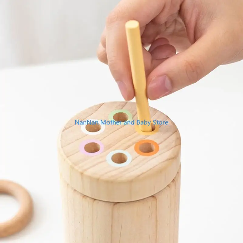 Crianças bastões pilhas quebra -cabeça com blocos construção cores