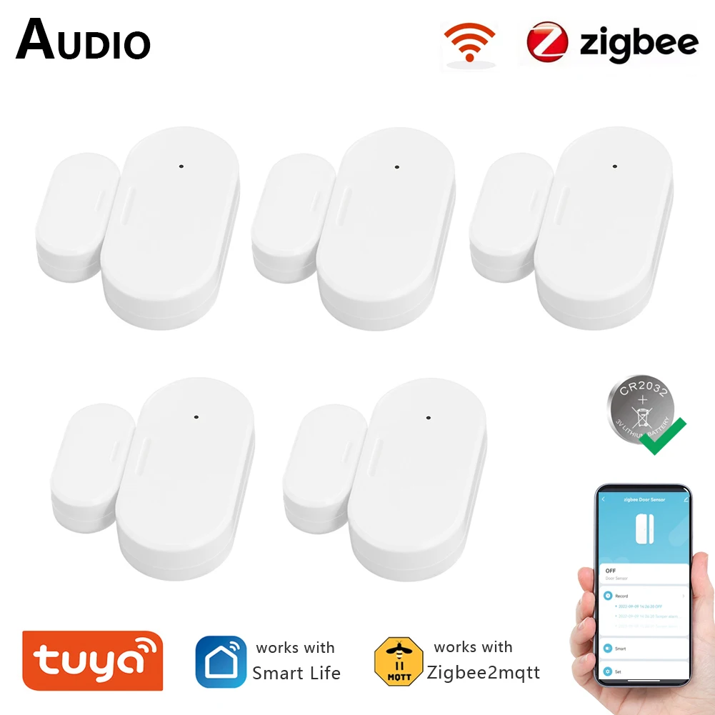 Sensore per porte e finestre Zigbee Tuya Smart Door Open allarmi chiusi protezione di sicurezza Smart Life Control funziona con Alexa zigbe2mqtt