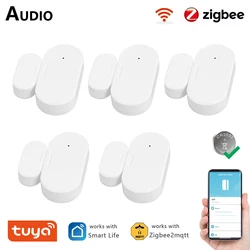 Zigbee-Sensor de ventana y puerta inteligente Tuya, alarmas abiertas y cerradas, protección de seguridad, Control de vida inteligente, funciona con Alexa Zigbee2mqtt