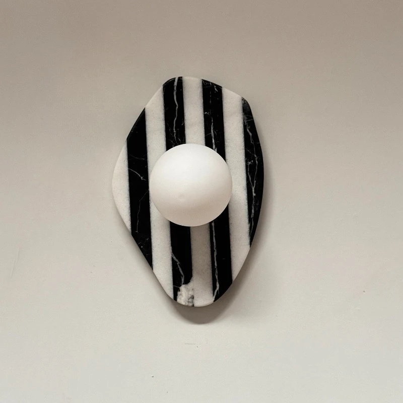French Minimalist Striped Marble Wall Lamp Creative Decorative Sconce for Living Room Bedroom Study Ambient Lighting