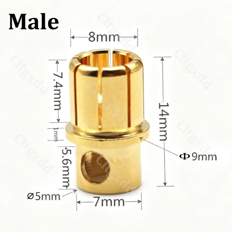 8mm vergoldeter Bullet-Stecker für hohe Ströme, elektrisch verstellbarer Hochstrom-Stecker und -Buchse für RC Lipo – Detail 6