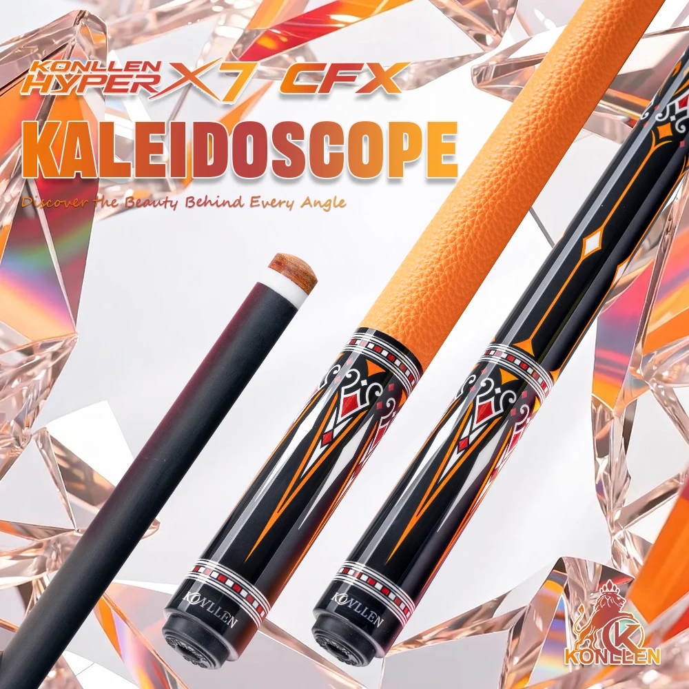 Taco de Bilhar KONLLEN em Fibra de Carbono 2.0 – 58 polegadas, Taco de Baixa Deflexão para Melhor Precisão e Consistência, Ponta de 12,5mm, Pro Taper