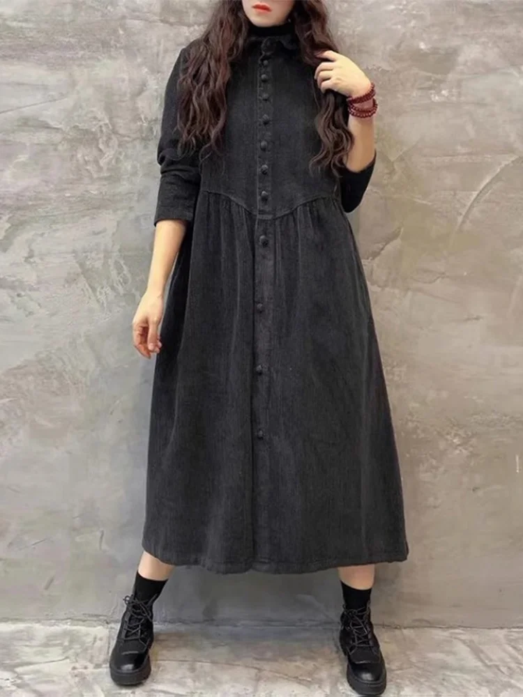 Casaco de veludo vintage feminino quente solto lapela fce forrado blusão outerwear gola botão plaet longo sve