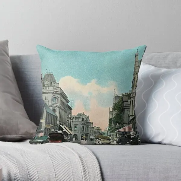 Vintage Illustration Of Nairn High Stree  Printing Throw Pillow Cover Decorative Sofa Car Case Soft Pillows not include One Side