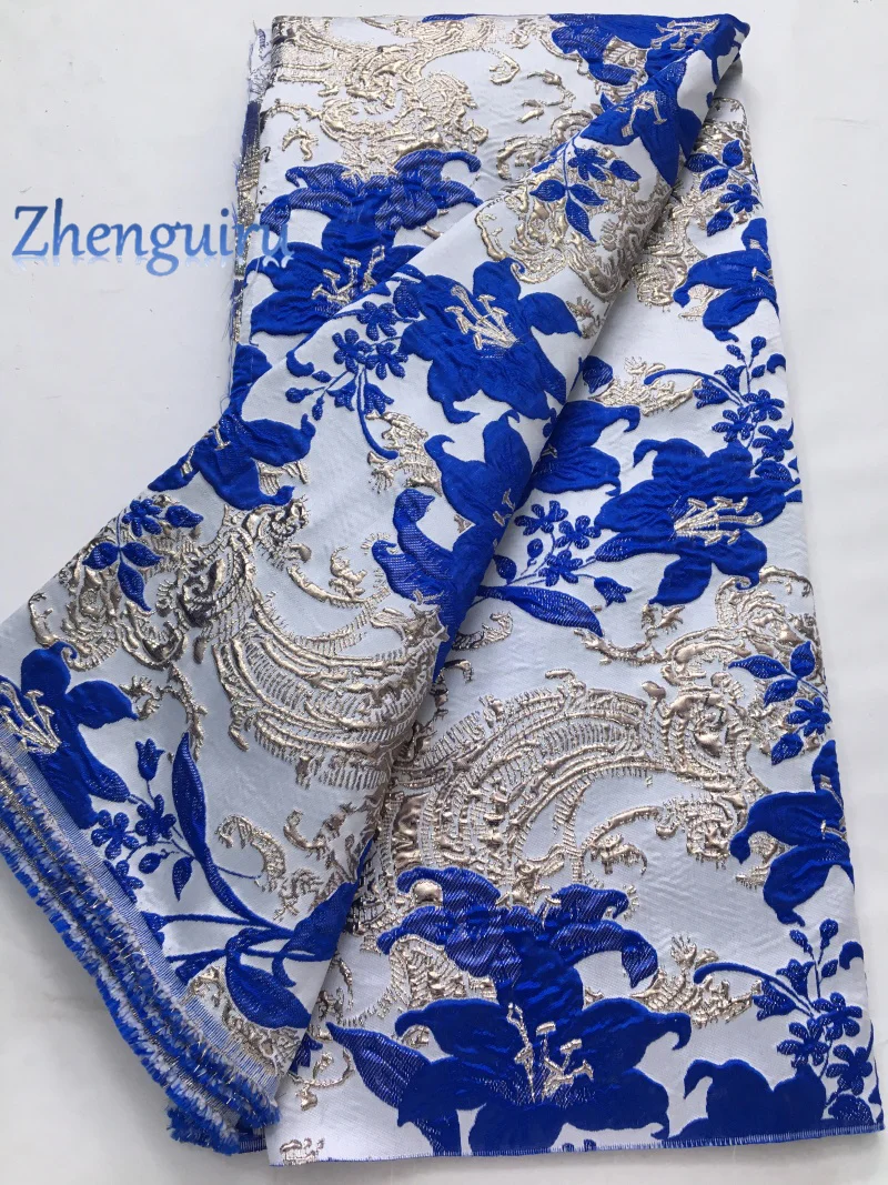 

African Brocade Lace Fabric Navy Blue Damask Gilding 2025 Latest Nigerian Jacquard Lace Party Dresses for Women US Shipping 4329