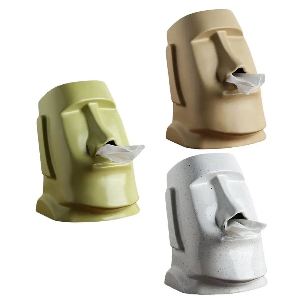 

Креативный держатель для салфеток Moai - Декоративная крышка Диспенсер Пасхальный остров Скульптура Moai Ванная комната Туалетный столик