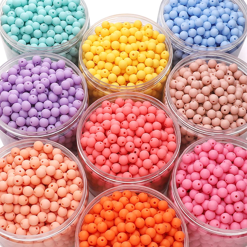 

50-100pcs 8/10mm Acrylic Frosted Matte Round Beads Multi Color Garment Loose Beads For Needlework Handmade Craft Diy Accessories