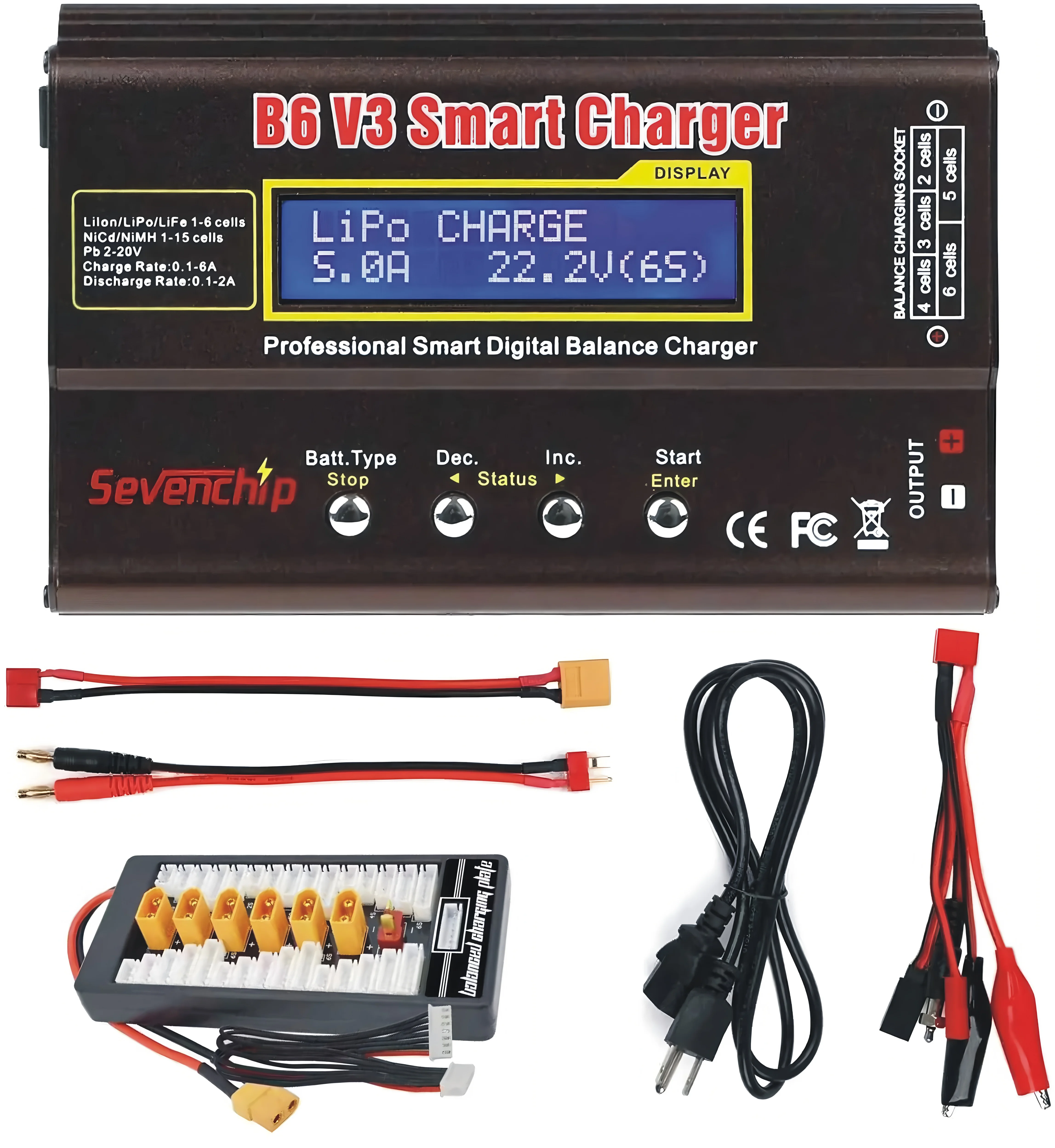 

iMAX B6 V3 80W 6A Зарядное устройство LiHv Lipo NiMh Li-ion Ni-Cd Цифровое RC Зарядное устройство Lipro Balance Зарядное устройство Разрядник 12V 6A Адаптер