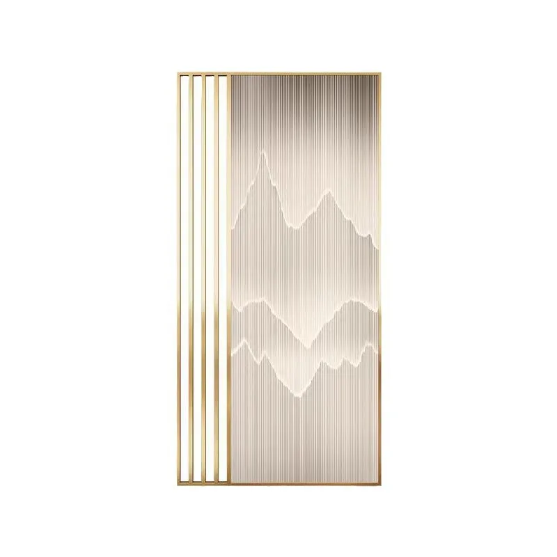 

Modern simple Changhong glass stainless steel screen partitioning the entrance of the Chinese wrought iron living room