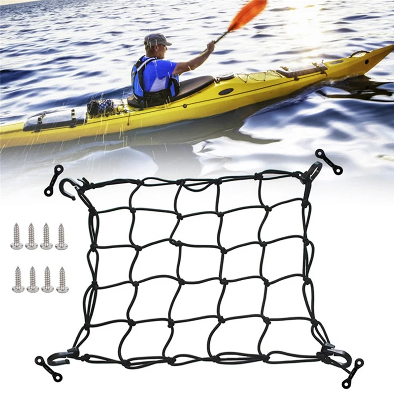 Deck Cargo Net with Lashing Hooks Heavy Duty Luggage Netting Mesh for Kayak Storage Truck Bed Fishing Boat