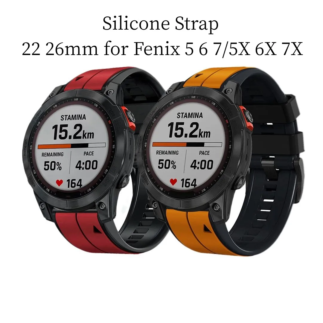 22 26mm Strap for Garmin Fenix 6X Pro/7X/5X/Descent MK1 Silicone Watchband for Fenix 7/6/Tactix7/Forerunner 955/945 Bracelet