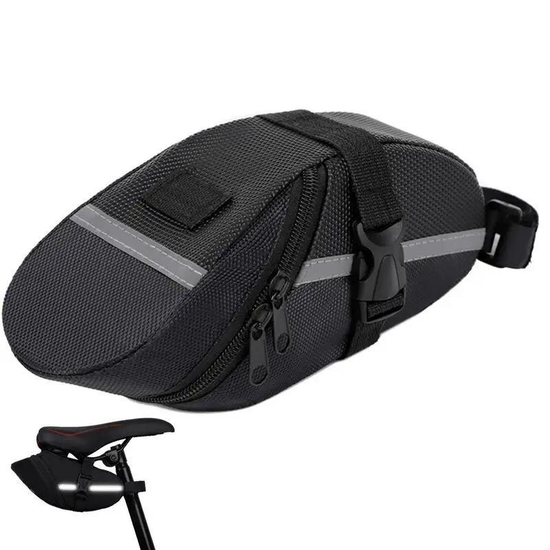 New Bicycle Strap-on Saddle Bag Reflective Bicycle Tool Bag High Capacity Waterproof Oxford Cloth Mountain Bike Storage Bag