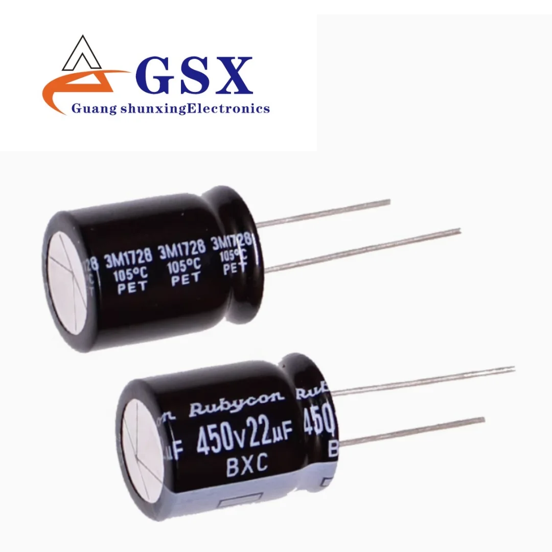Brand new original genuine imported aluminum electrolytic capacitor 450v22uf 16 * 20 ruby BXC high-frequency long-life