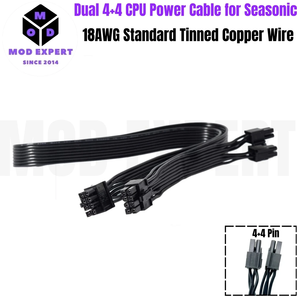 Dual CPU Power Cable 8Pin (4+4) EPS/ATX12V for Seasonic PRIME Ultra 1000W, 850W, 750W, 650W, 550W Platinum Modular Power Supply