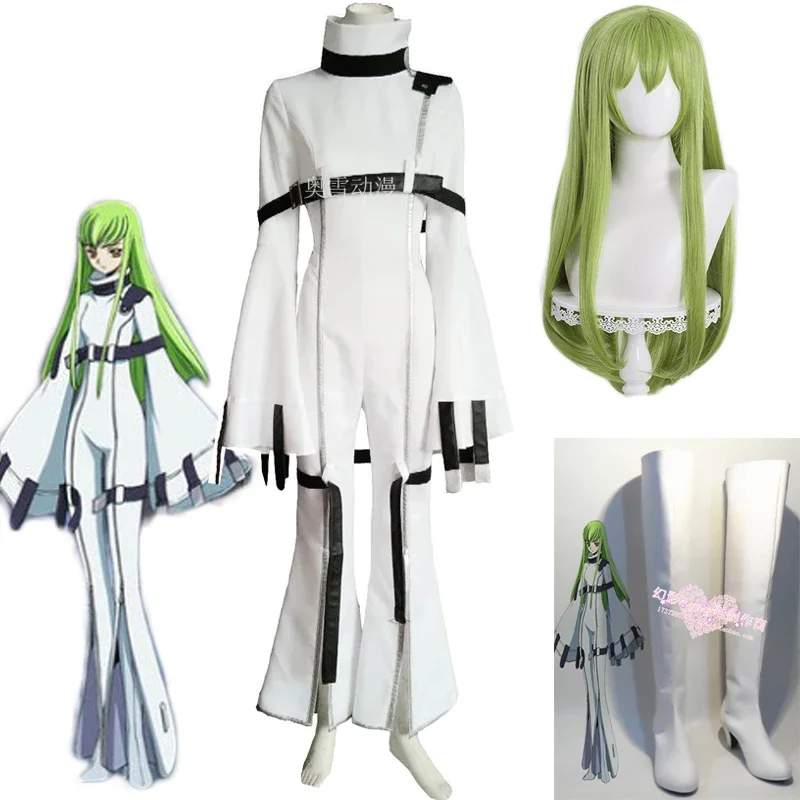 Anime Code Geass: Lelouch of the Rebellion Cosplay C.C. Cosplay Costume Code Geass C.C. Cosplay Wig Shoes For Women Halloween OI