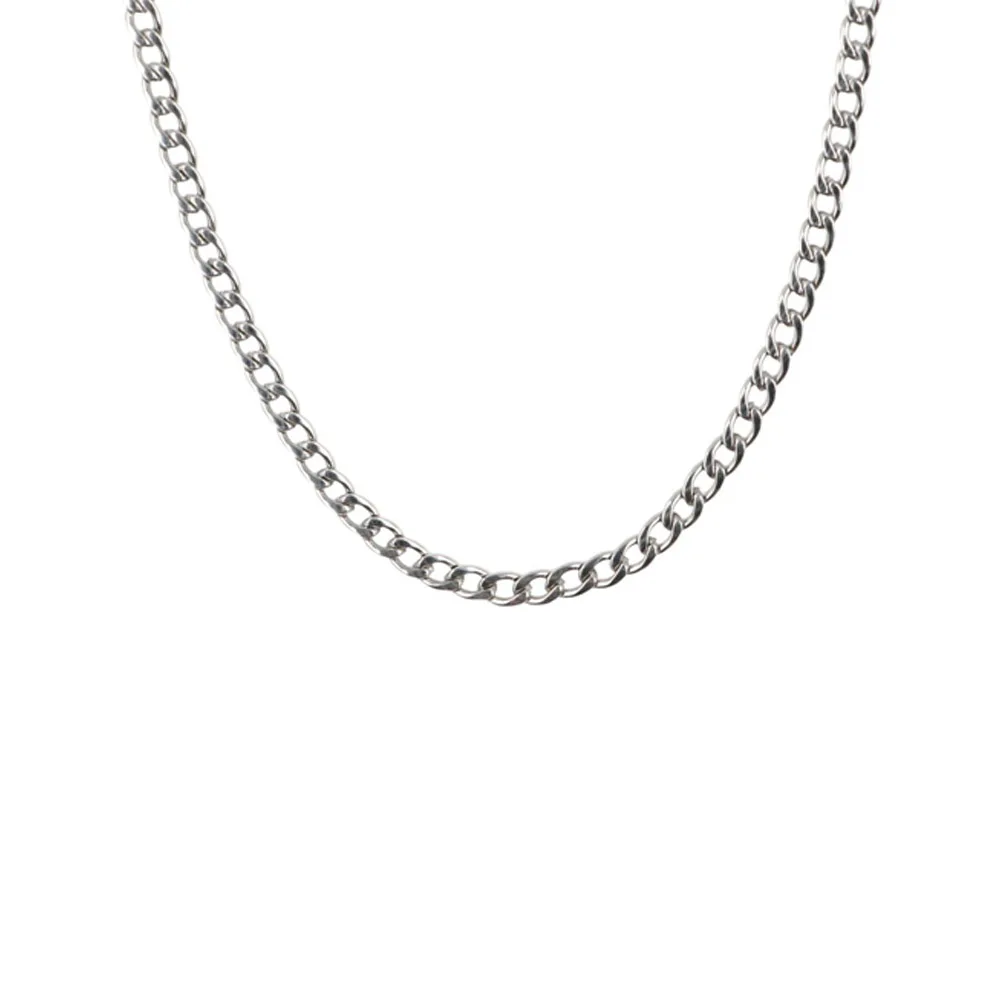 

Punk Cool Women Thick Hip Hop Titanium Steel Cuban Chain Necklace Couple Necklace Men Necklace Clavicle Chain