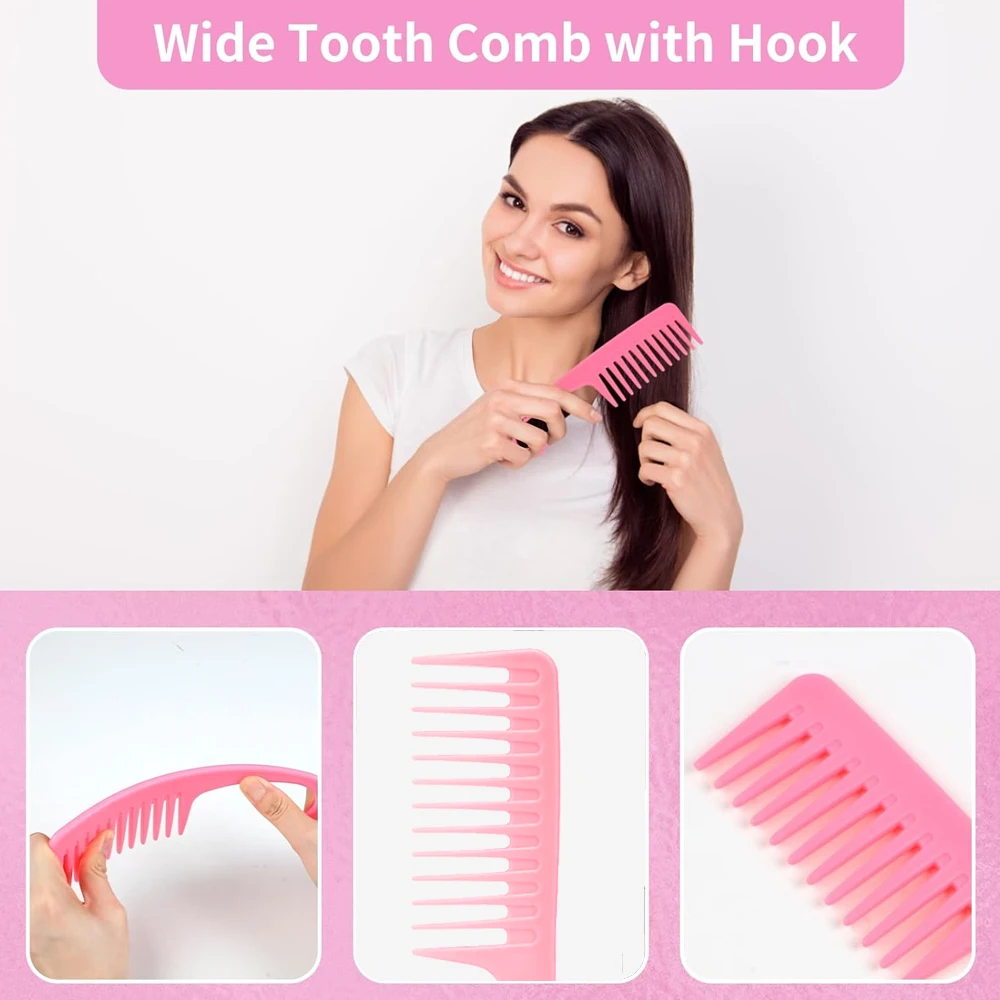 مجموعة فرش شعر مكونة من 11 قطعة، فرشاة لفك تشابك الشعر مع زجاجة رذاذ للشعر المجعد الرطب والجاف، فرشاة شعر بشعيرات