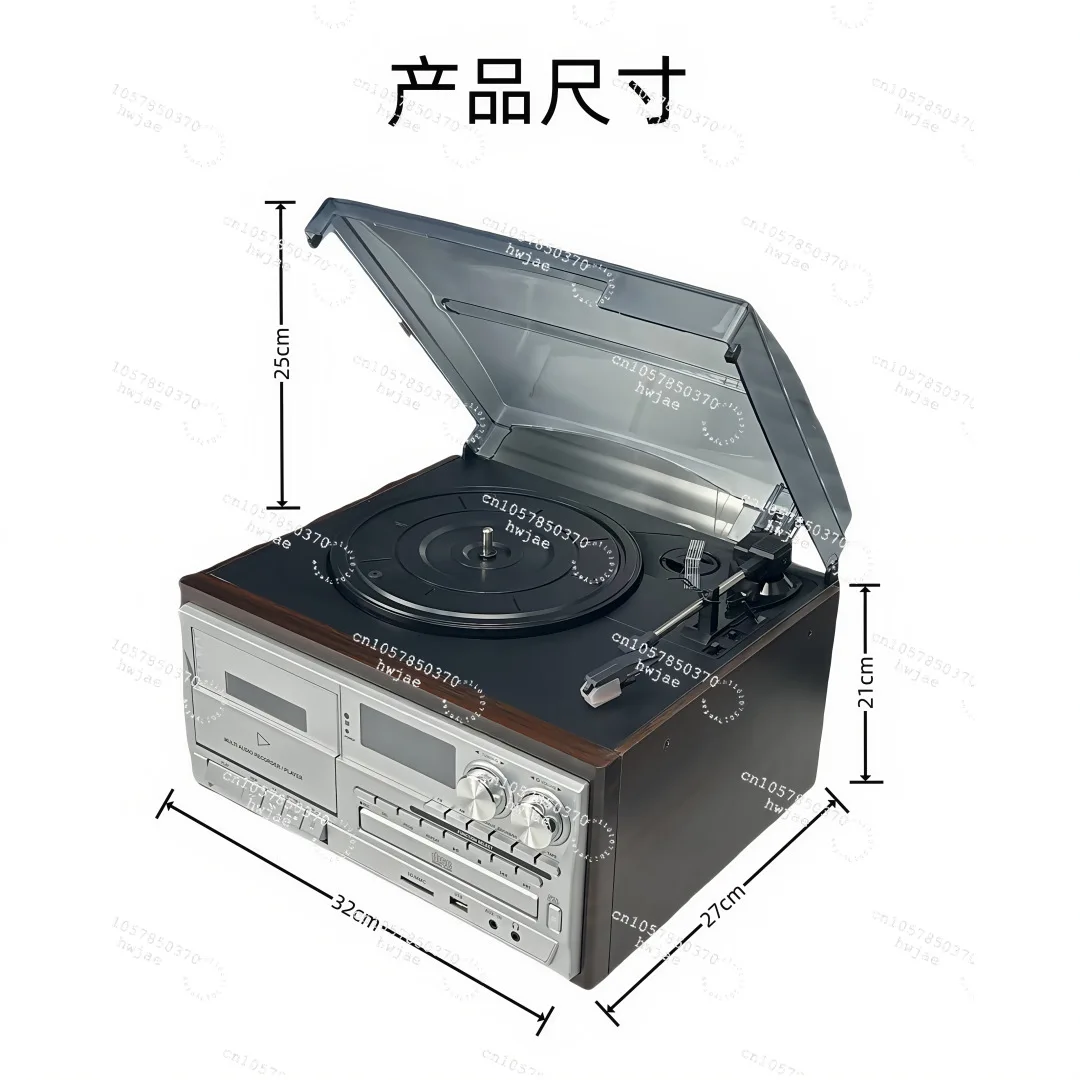 Classic Vintage Multipurpose 10-in-1 Gramophone Vinyl CD Player Tape Radio Speaker Gramophone