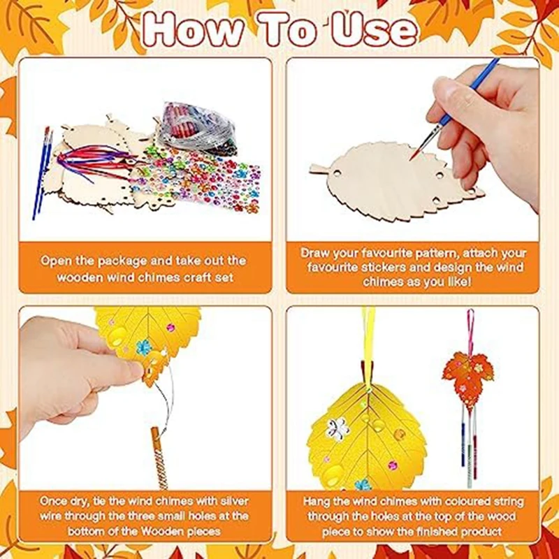 Wind Chime Toy Craft Set Children's Maple Leaf Style Toy Craft Autumn Decoration Gift Birthday Set