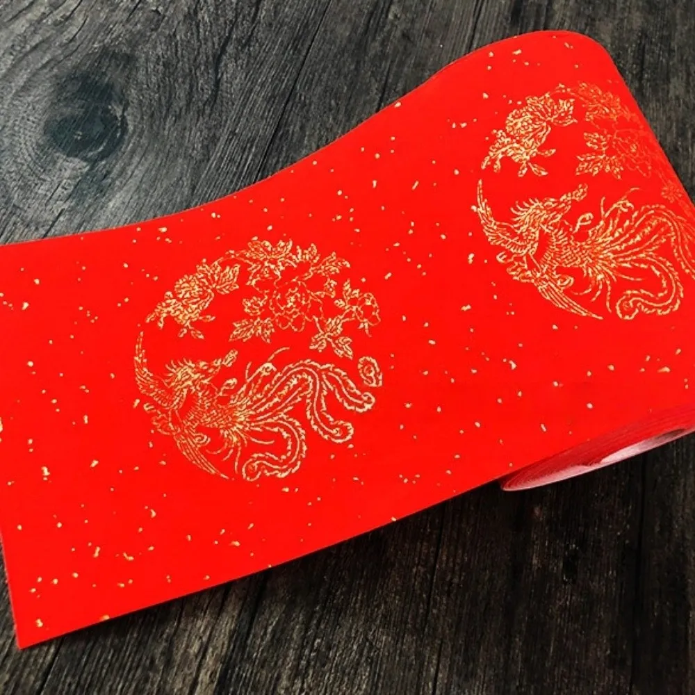 20m Blamk Wannianhong Couplet Thicken Red Gold-painted Couplet Paper Traditional Ink Writing Brush Calligraphy Paper
