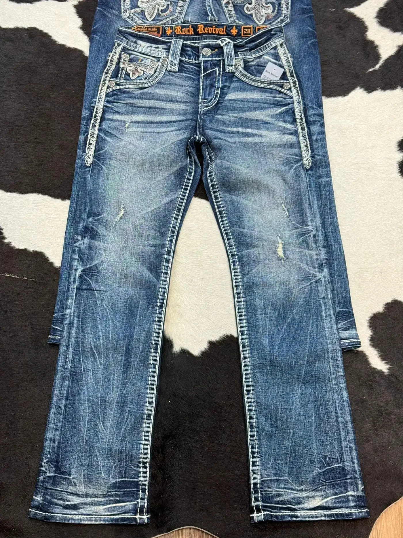 2023 Y2K Neue Revival Herren Jeans Laub Bootcut Frauen Gothic Blau Denim Stickerei Tasche Hip Hop Harajuku Breite Hosen Straße wea