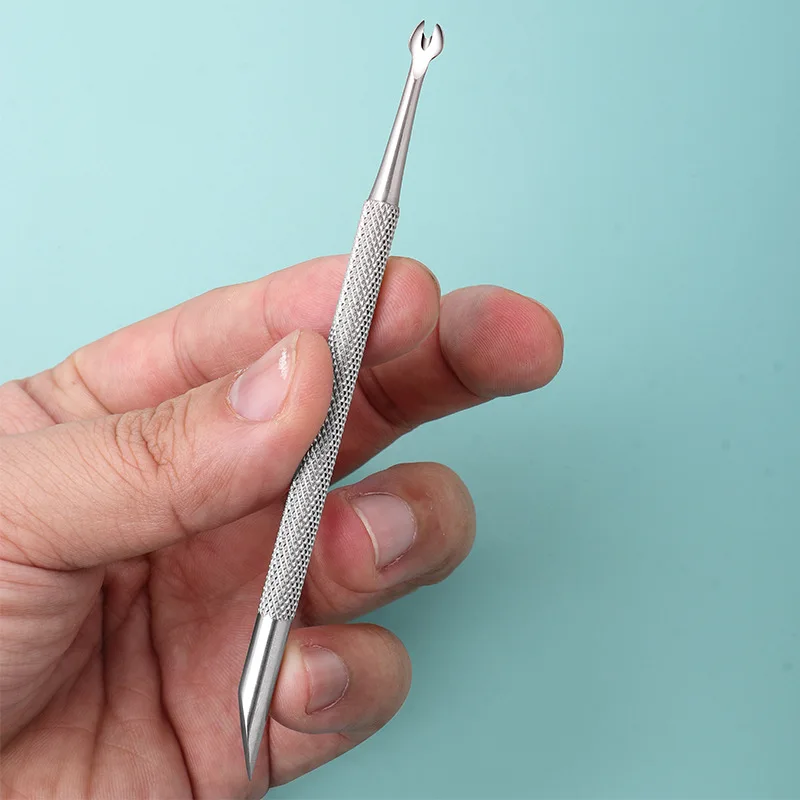 1 pz in acciaio inox doppia testa antiscivolo spingi cuticole per strumenti Manicure per unghie artistiche accessori per la rimozione della cuticola del chiodo