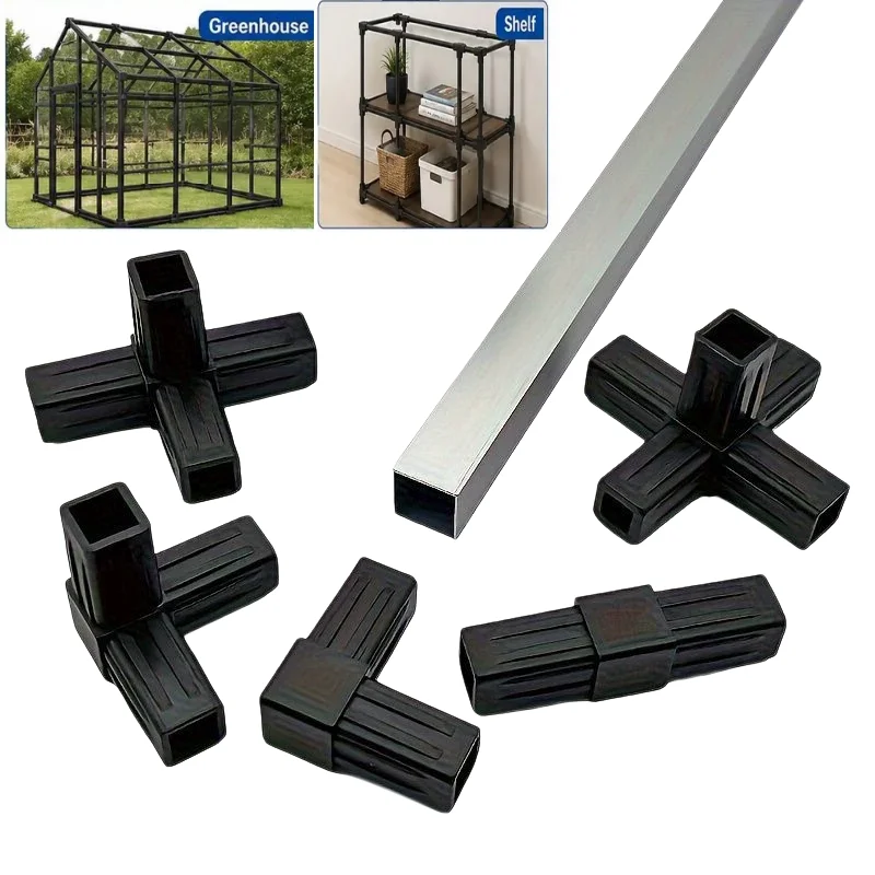30/25/20MM Square Tube Connector Right Angle Three Two-Way Plastic Pipe Fitting for  Shelf Rack Guardrail Balconinet Fastening