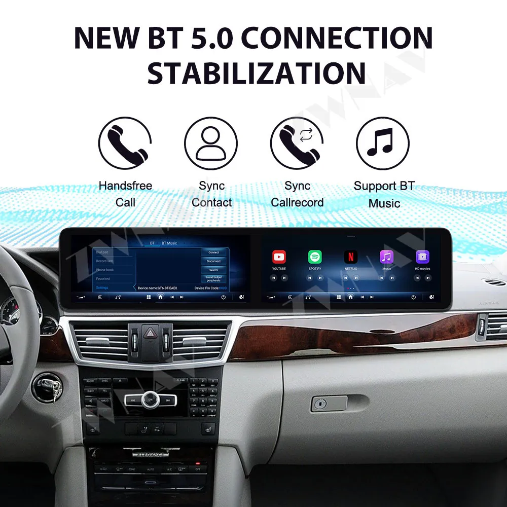 

Двойной 12,3-дюймовый сенсорный экран для Benz E 2009-2012 Android 13 GPS-навигация WIFI 4G Carplay Автомобильный мультимедийный плеер Головное устройство Auto