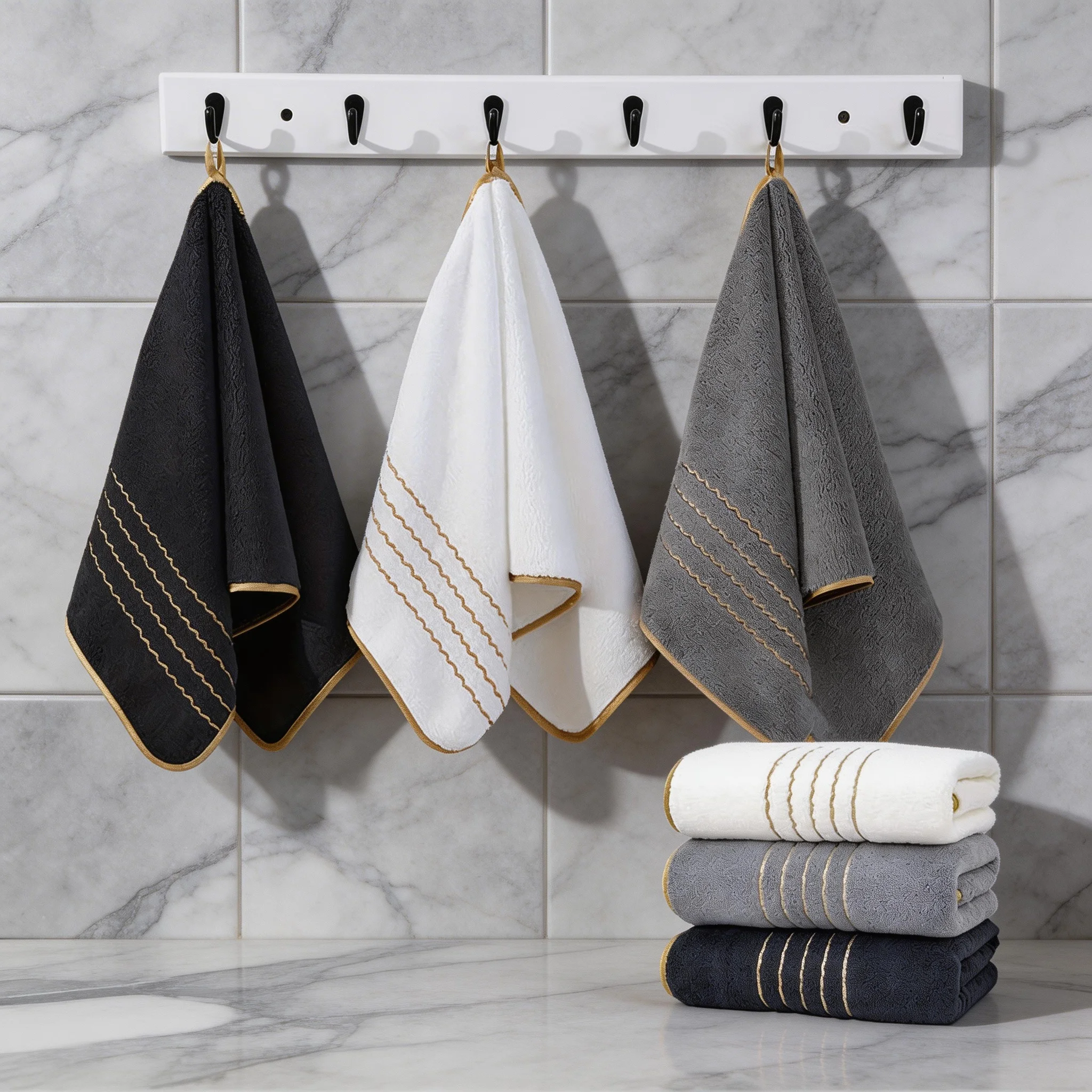 6Pcs Soft Coral Fleece Hand Towel Set, Highly Absorbent Quick-Dry, Ultra-Fine Microfiber Face Towels for Bathroom Hotel Gym