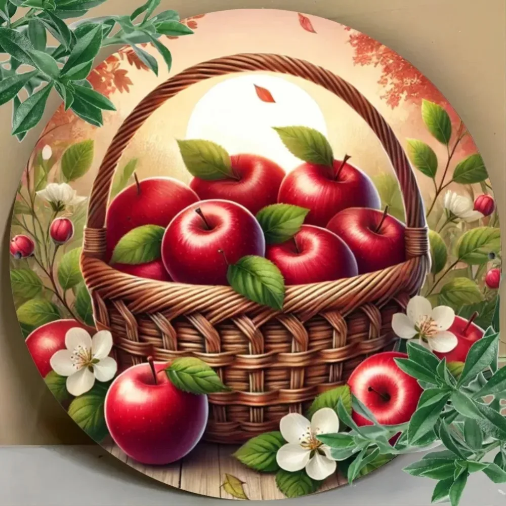 ديكور سلة الزهور البيضاء من التفاح الأحمر من العلامة التجارية العامة - تصميم كلاسيكي، مثالي لتزيين غرفة المطاعم والمقهى