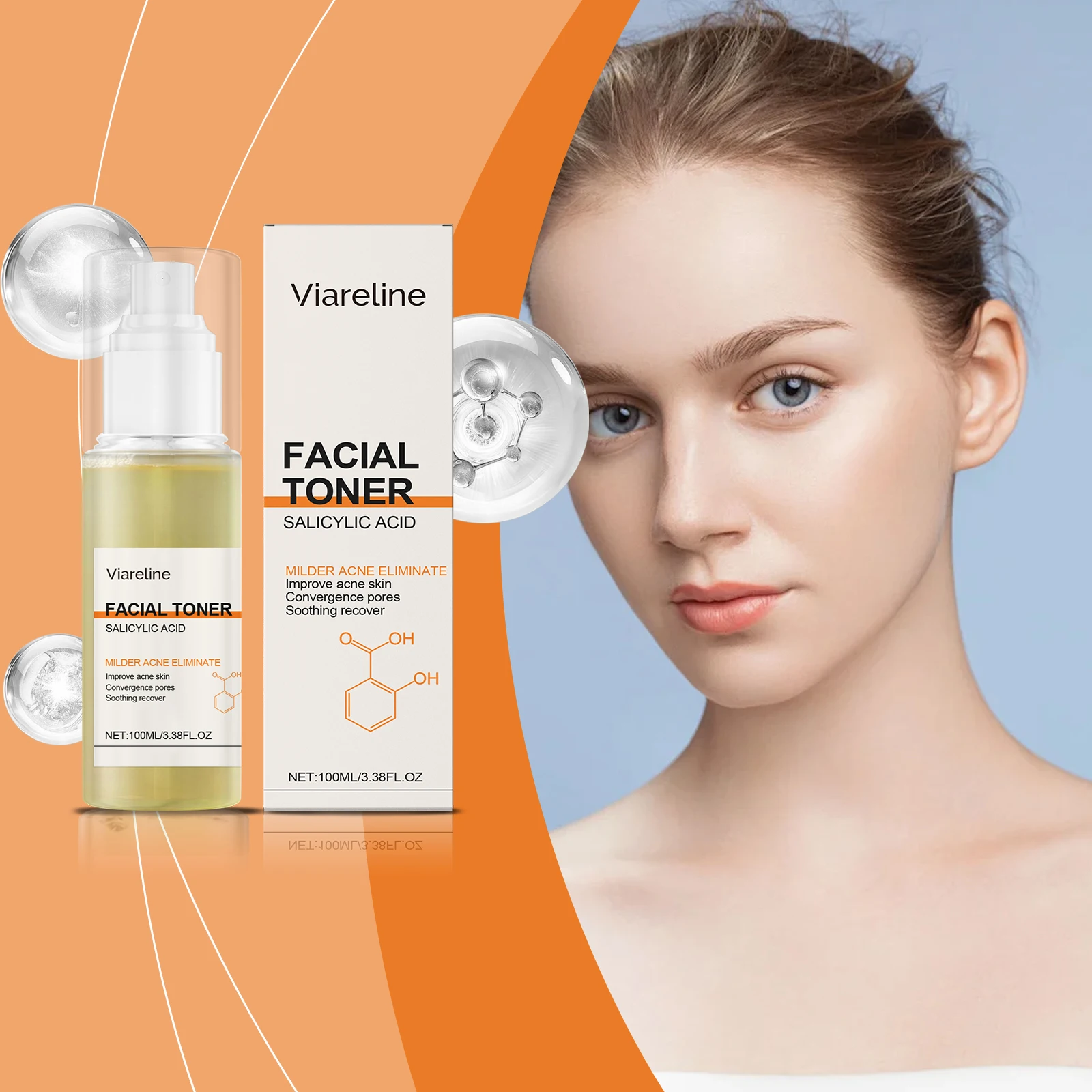 Tonique pour le visage à l'acide salicylique - Tonique pour le traitement de l'acné pour peaux grasses et problèmes