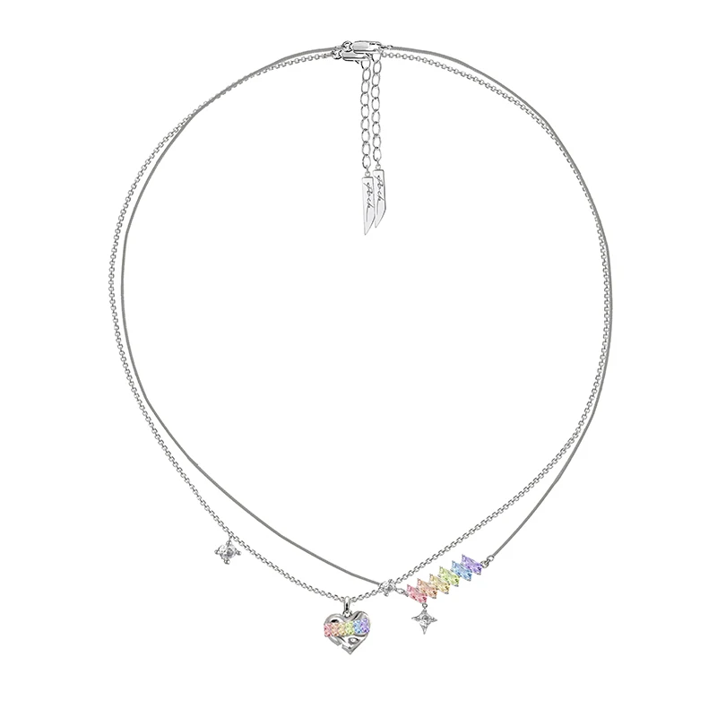 MASW Original Design Fashion Jewelry High Quality Colorful Glass Heart Pendant Necklace For Girl Women Gift 2023 Trend New