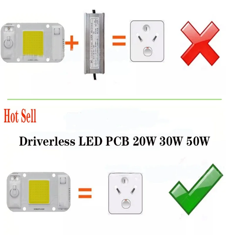 HANGYUE AC220V LED Driverless DOB 20W 30W 50W DIY module chipsi Smart IC Driverless Fit voor DIY Schijnwerper LED Spotlight