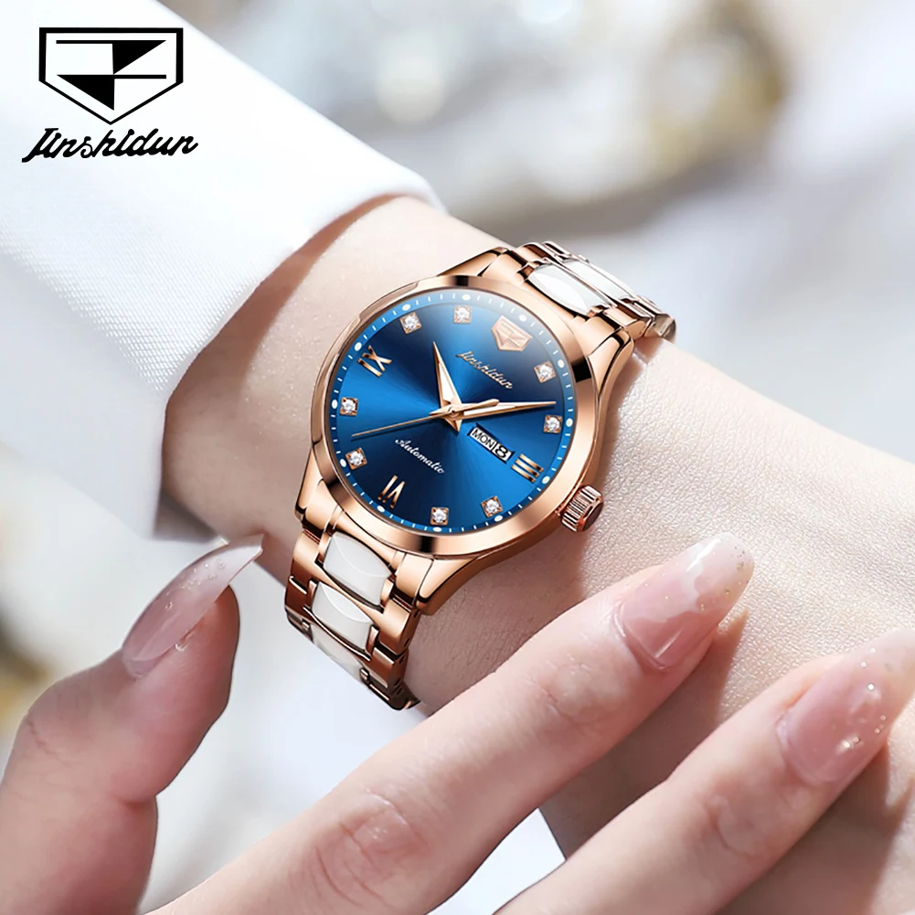 JSDUN New Top Brand Automatic Mechanical Women\'s Watch Waterproof Ceramic Luxury Lady Wrist Watch Elegant Fashion Women Watches