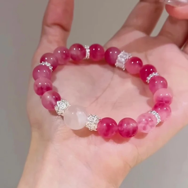 

Новый браслет из розового халцедона в китайском стиле с ретро и модным браслетом из бисера с переносом тыквы