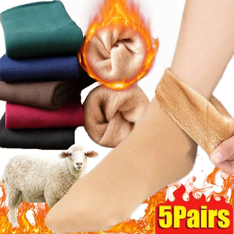 Thicken Plush Socks for Women Winter Warm Thermal Mid-Tube Snow Socks Soft Comfortable Home Floor Sleep Socks Stockings