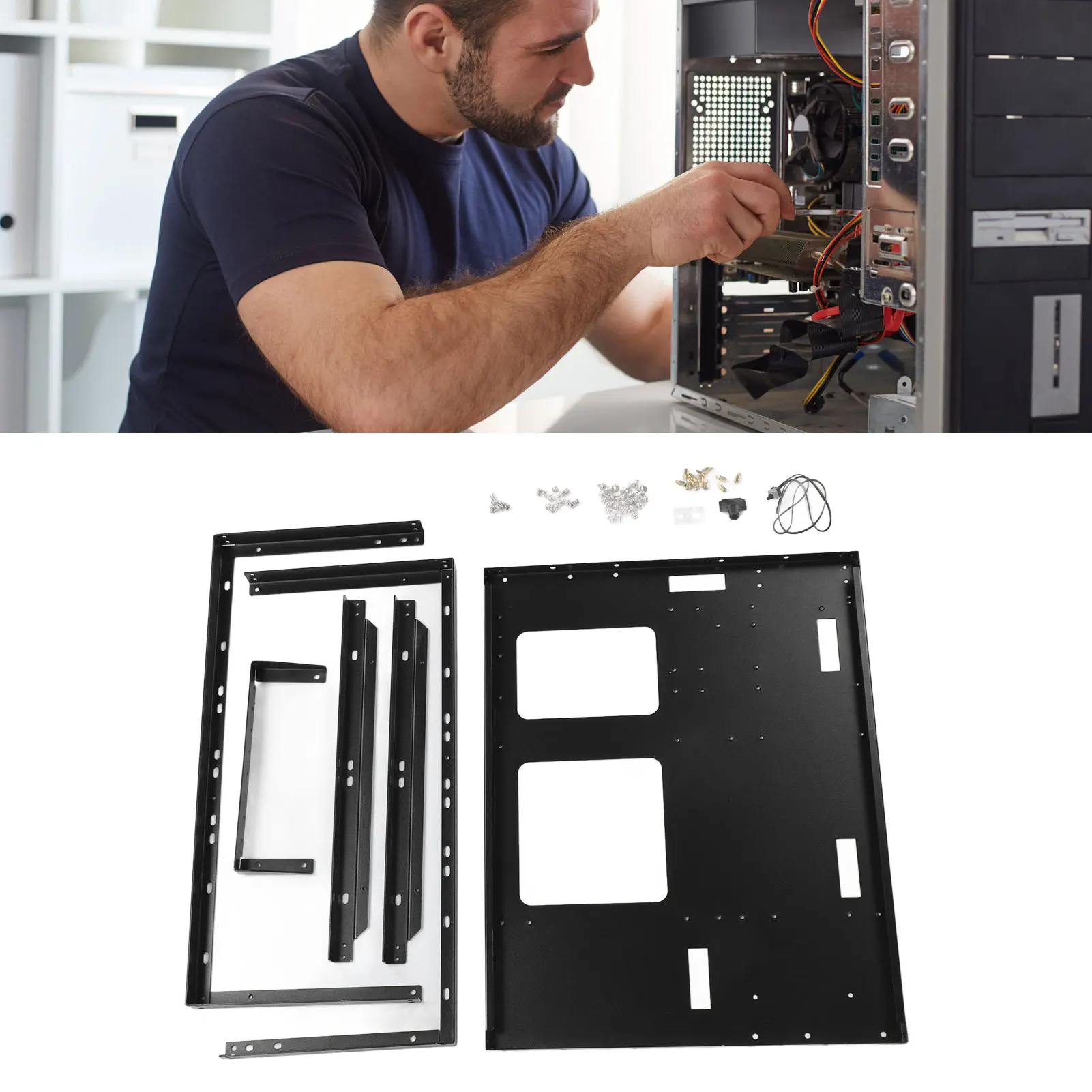 

ATX Open Chassis Case Rack Large Space Expansion DIY Assembled Powerful Cooling Gaming PC Case Open Frame Steel Plate for EATX